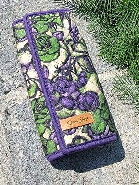 Donna Sharp Quilted Wallet Purple Rose Green Floral Cotton Organizer